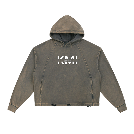 Vintage Washed Frayed-Hem Hoodie